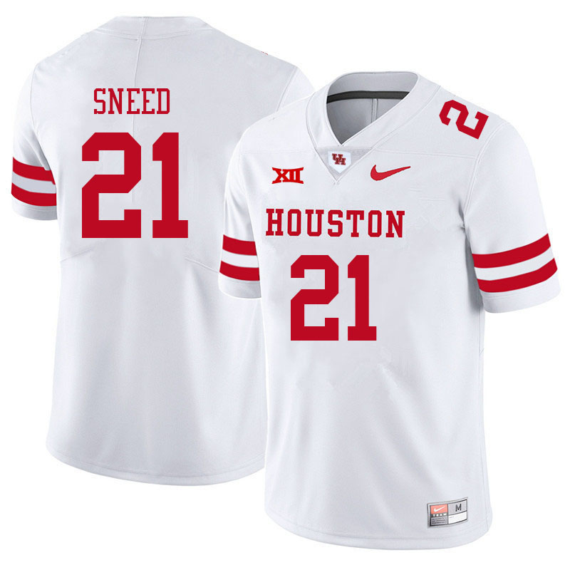 Men #21 Stacy Sneed Houston Cougars College Big 12 Conference Football Jerseys Sale-White
